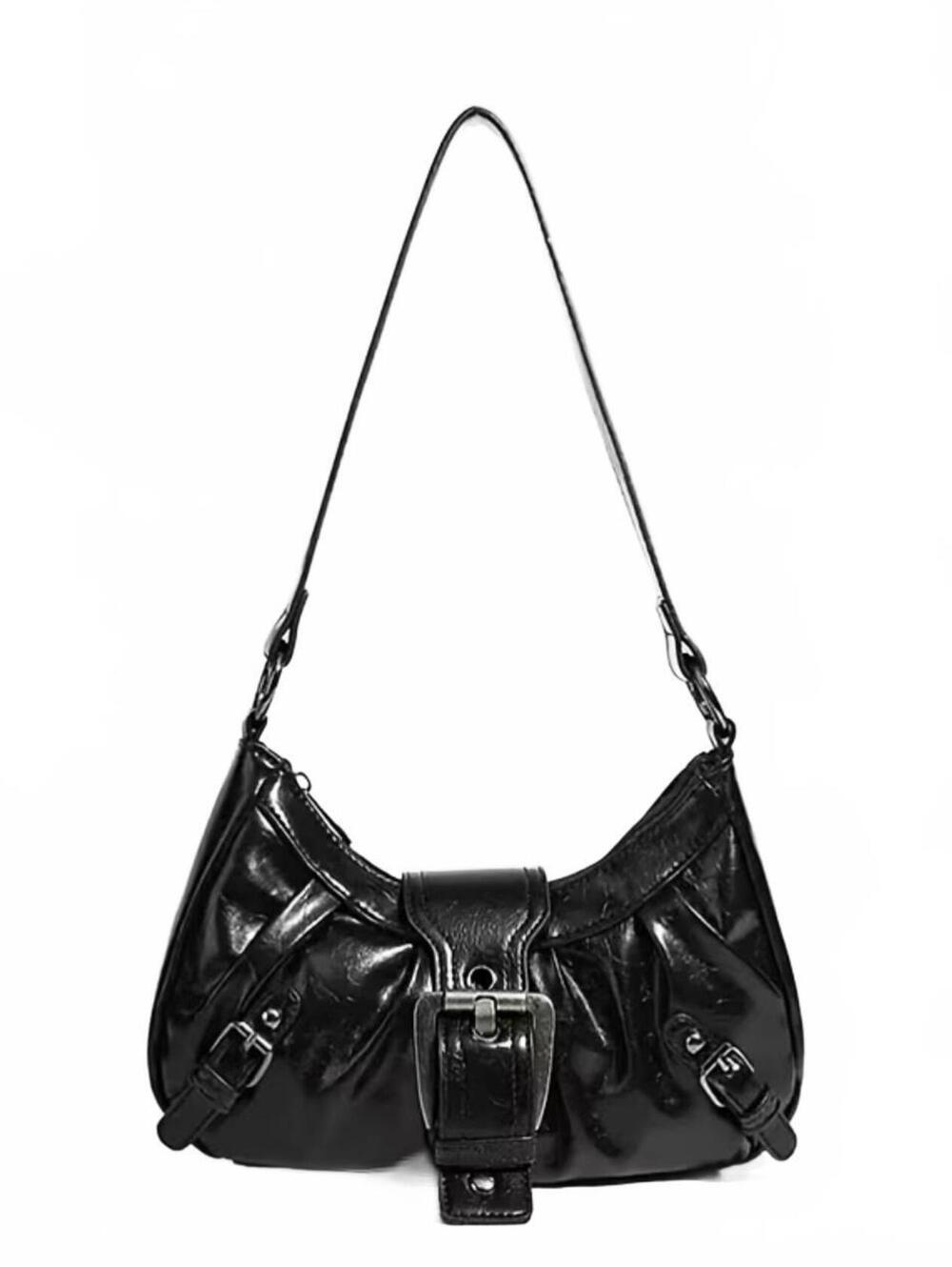 New -Retro Style -Vegan Leather Shoulder/Crossbody Bag -Black